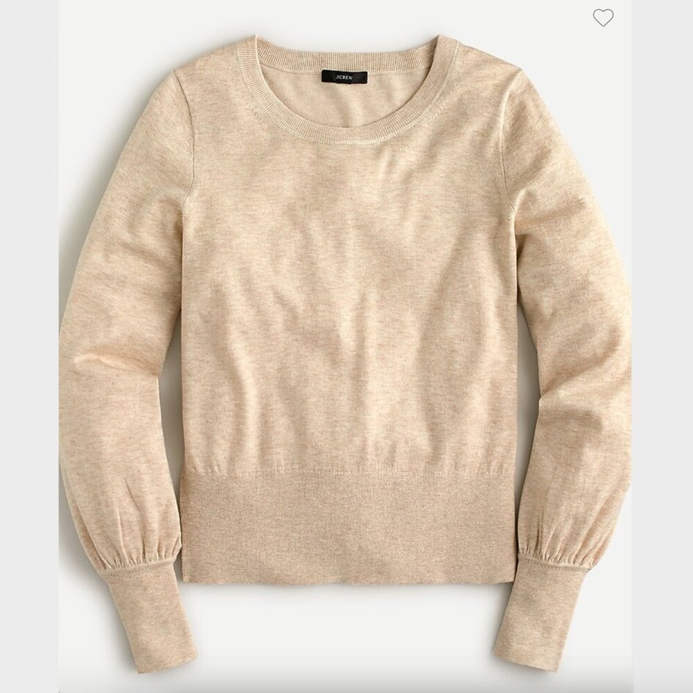 J. Crew Cream Puff-Sleeve Silk-Blend Sweater - Size M